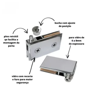 DOBRADIÇA DE RACK CRISTALEIRA ARMARIO DE VIDRO 8MM 3 DOBRADIÇA DE RACK CRISTALEIRA ARMARIO DE VIDRO 8MM 3