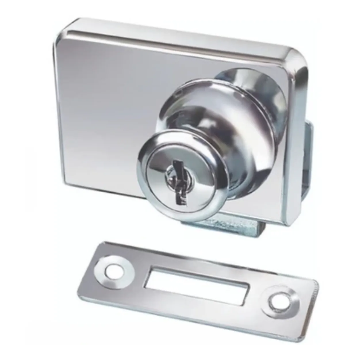 Fechadura Dupla Para Porta De Vidro/Rack/Vitrine Com Puxador