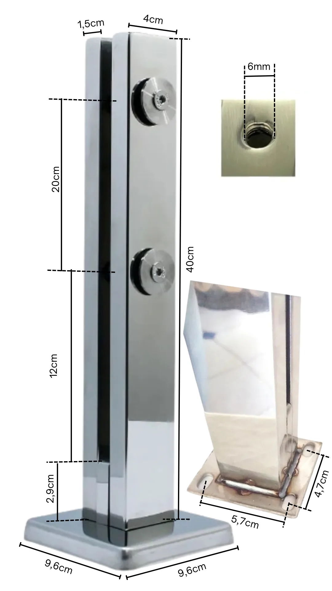 TORRE PINÇA PRESILHA DE INOX PARA CORRIMAO GUARDA CORPO DE VIDRO BLINDEX OBRGLASS 5