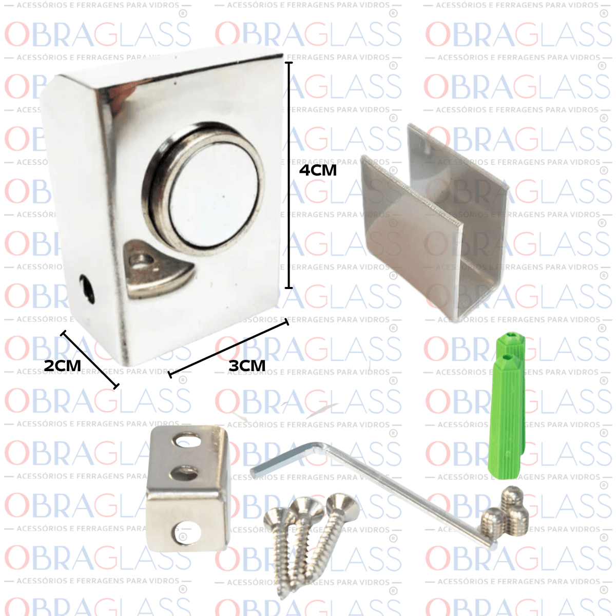 BATENTE FIXADOR MAGNETICO PARA PORTA DE VIDRO OBRAGLASS 3 BATENTE FIXADOR MAGNETICO PARA PORTA DE VIDRO OBRAGLASS 3