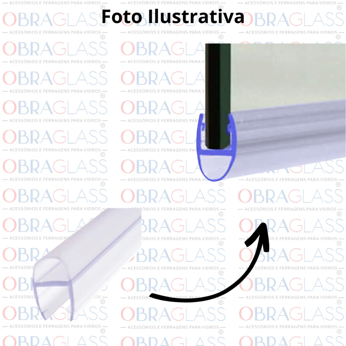 PERFIL SILICONADO BARRIGUINHA PARA VIDRO TEMPERADO 8MM OU 10MM BLINDEX OBRAGLASS 6