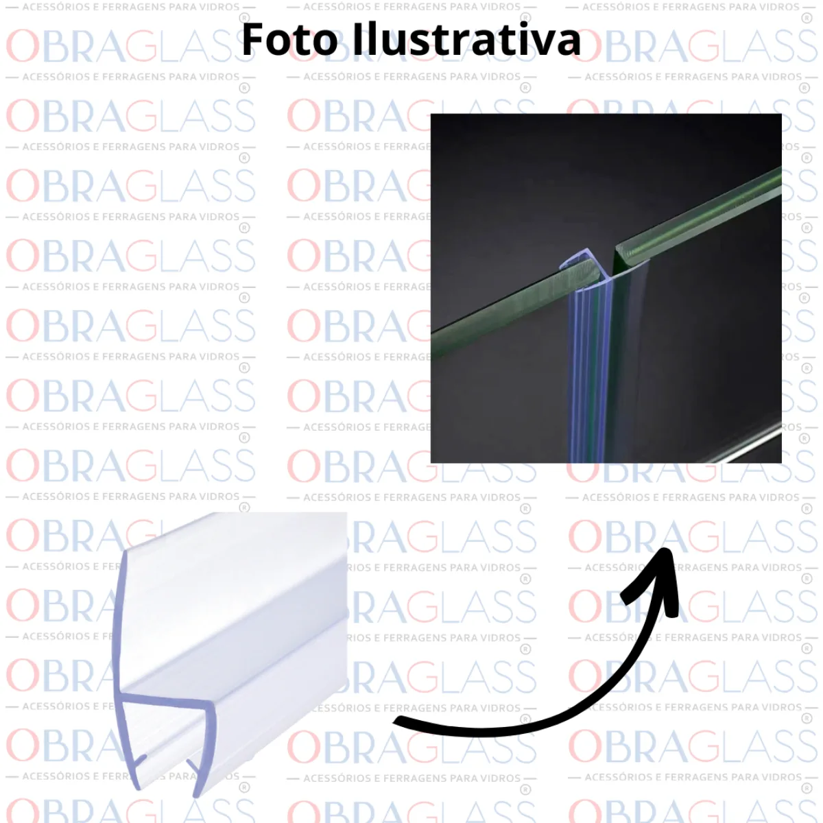 PERFIL SILICONADO CADEIRINHA PARA VIDRO TEMPERADO 8MM OU 10MM BLINDEX OBRAGLASS 3